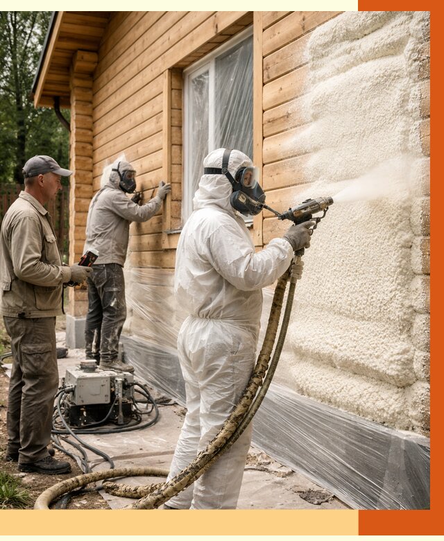 Утепление дома из бруса ППУ в Лиски от 4212 руб/м2 под ключ | ТепломастерЛск