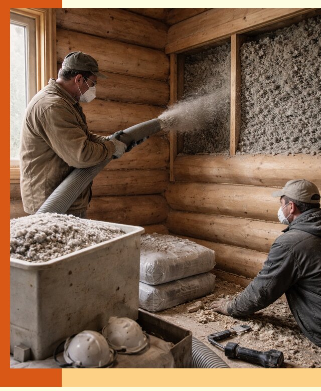 Утепление дома из бруса эковатой в Лиски