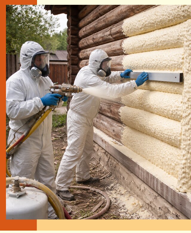 Утепление бревенчатого дома ППУ в Лиски эффективной изоляцией