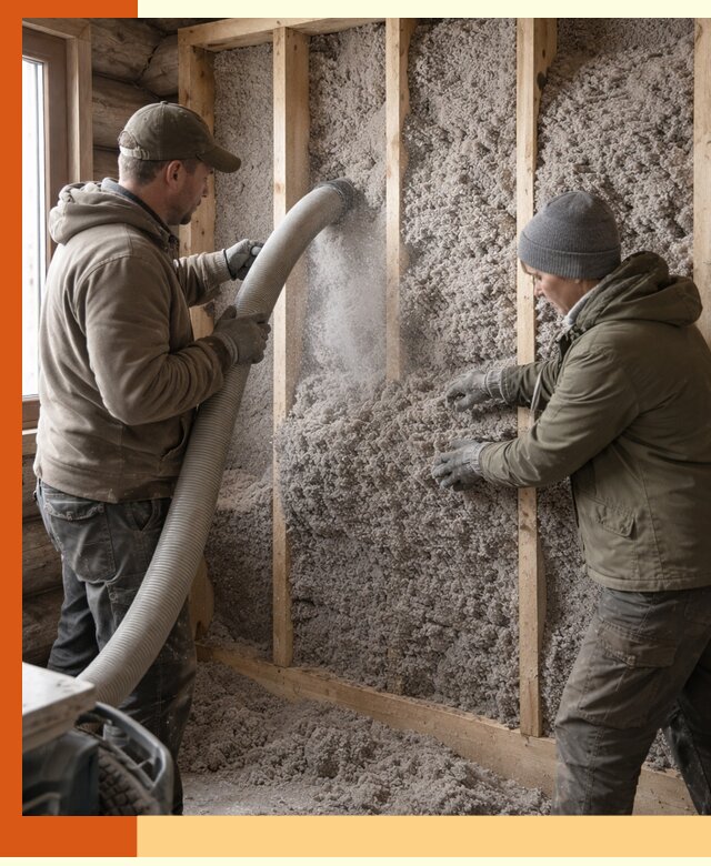 Утепление бревенчатого дома эковатой в Лиски