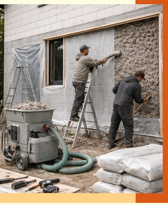 Утепление дома из газобетона эковатой в Лиски от 4923 руб./м2 | ТепломастерЛск