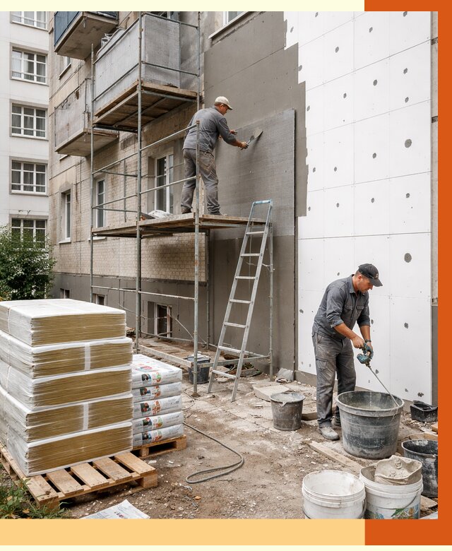 Утепление квартиры снаружи в Лиски от 6729 руб/м2 под ключ | ТепломастерЛск