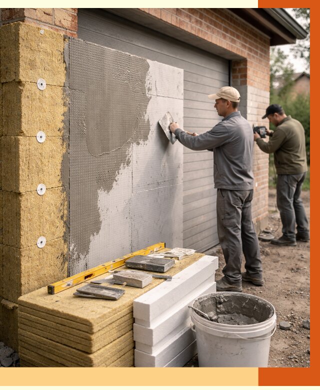 Утепление гаража снаружи в Лиски от 4595 руб. за м2 — наружное утепление под ключ | ТепломастерЛск