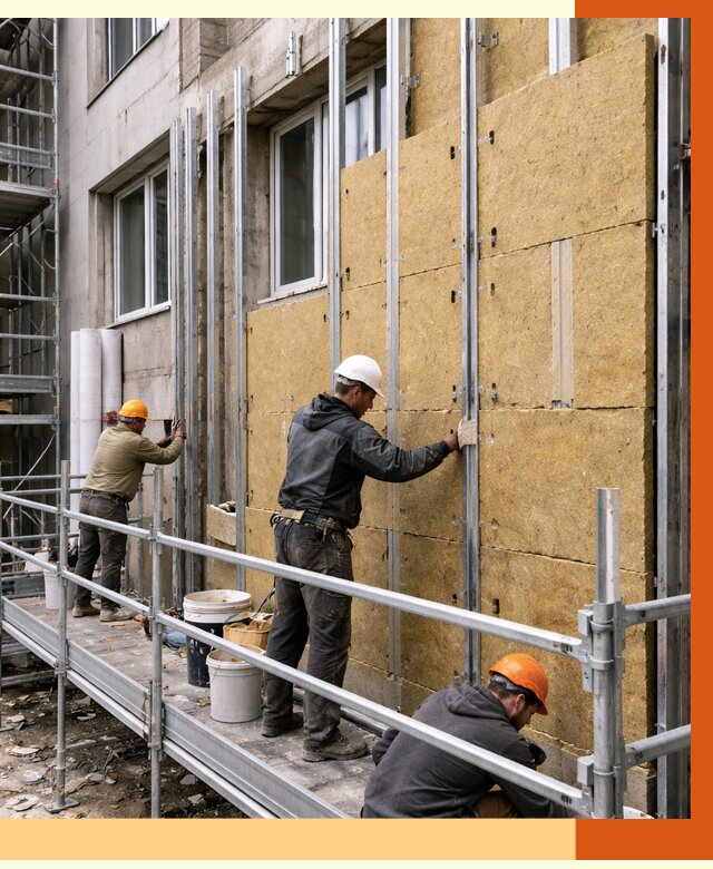 Утепление вентилируемого фасада в Лиски от 6127 руб/м2 — монтаж и утепление вентфасад | ТепломастерЛск