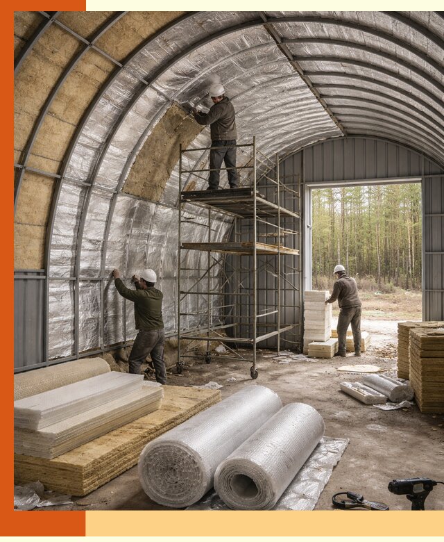 Утепление арочного ангара под ключ в Лиски