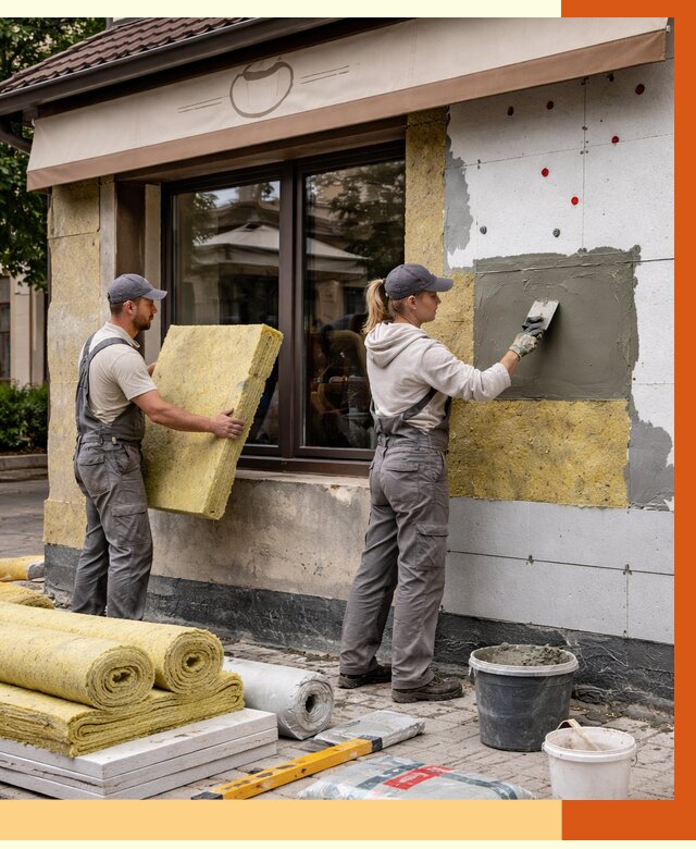 Утепление кафе в Лиски от 4595 руб/м2 — комплексно под ключ | ТепломастерЛск