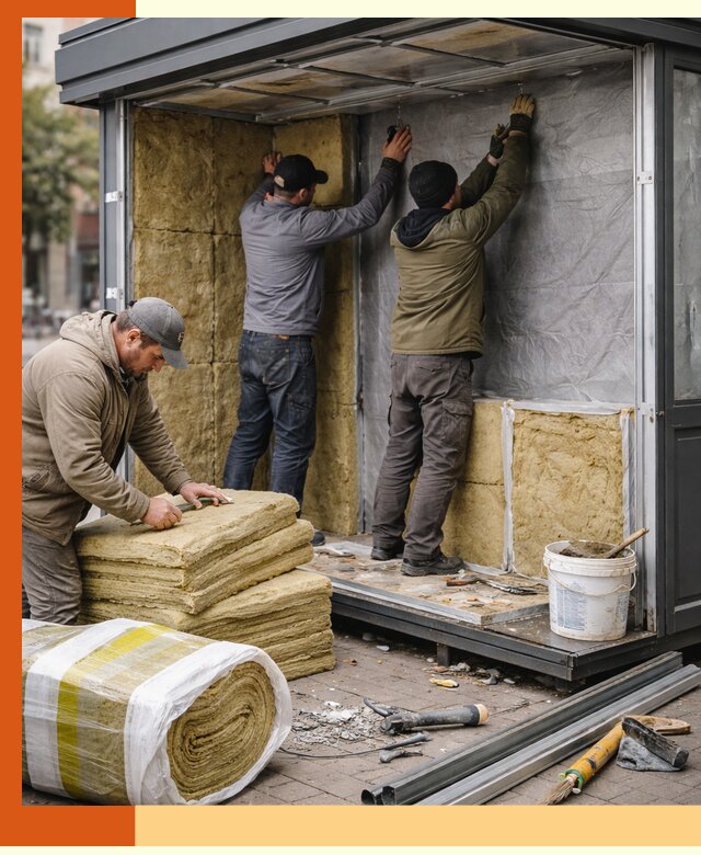 Утепление павильона шаурмы под ключ в Лиски