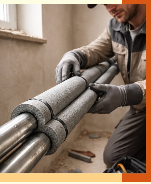 Утепление труб отопления в Лиски от 3118 руб. за м² — услуги под ключ | ТепломастерЛск