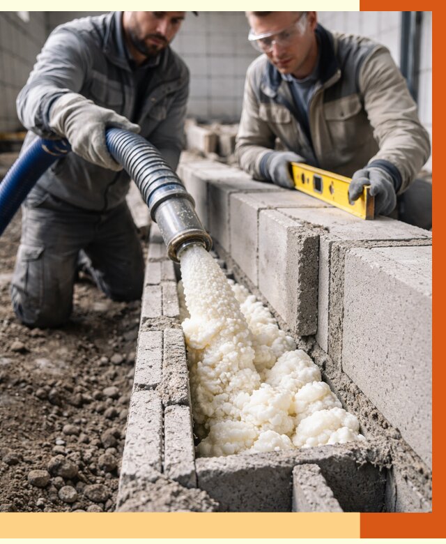 Заполнение колодцевой кладки ППУ в Лиски от 4595 руб. за м2 | ТепломастерЛск