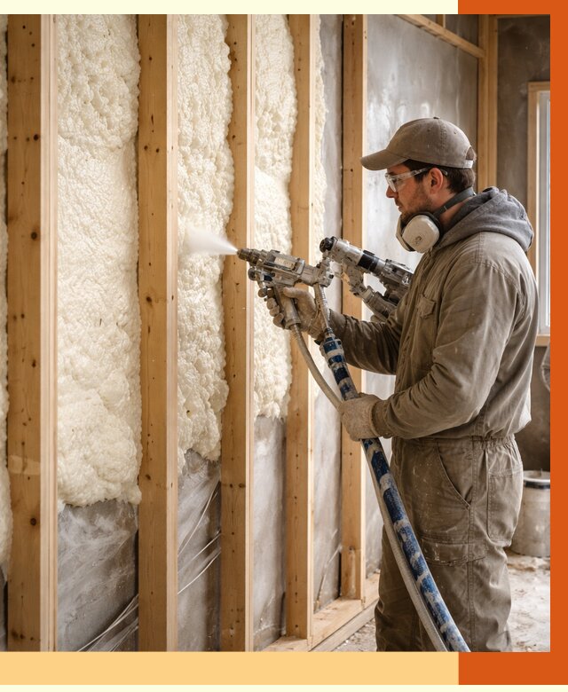 Утепление каркасной стены ППУ в Лиски от 4650 руб./м2 под ключ | ТепломастерЛск