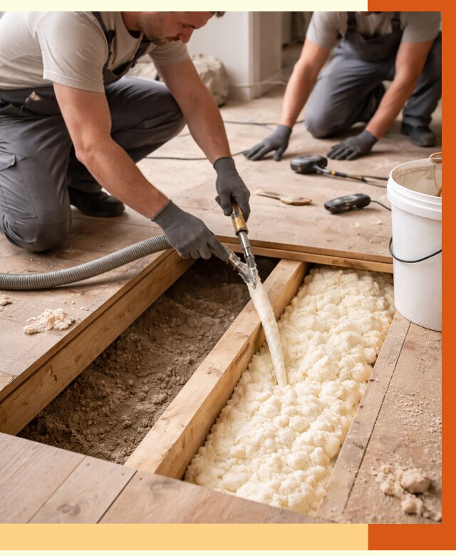 Заполнение пустот пола в Лиски от 2954 руб. — утепление пустот пола под ключ | ТепломастерЛск