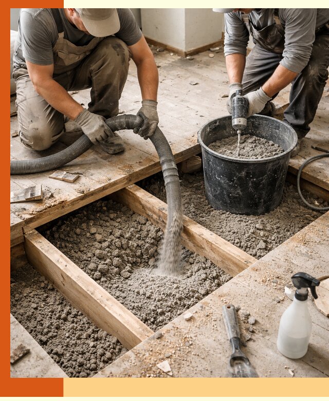 Заполнение пустот пола в Лиски полиуретаном и пенополистиролом