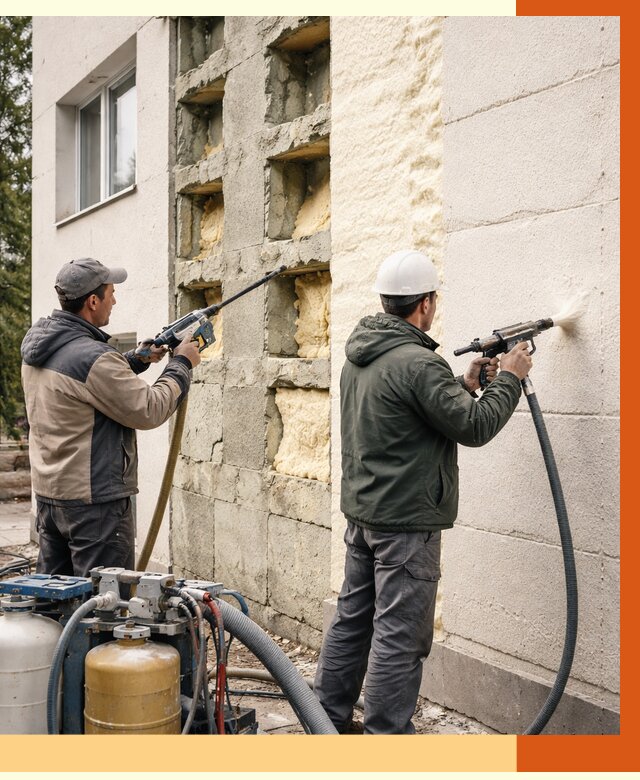 Заполнение пустот фасада в Лиски от 4923 руб. — утепление пустот облицовки | ТепломастерЛск