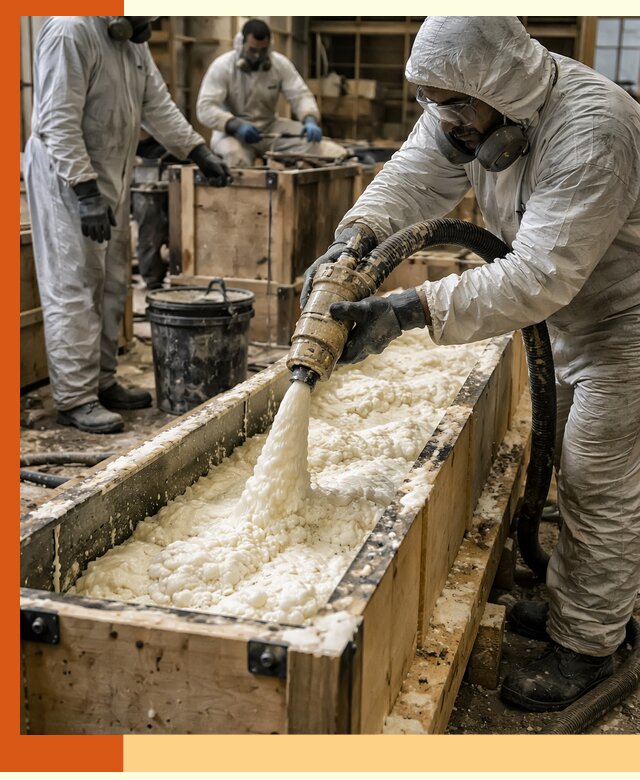 Заливка пенополиуретана в формы для утепления в Лиски