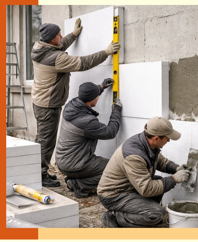 Утепление пенопластом наружных стен и фасадов в Лиски