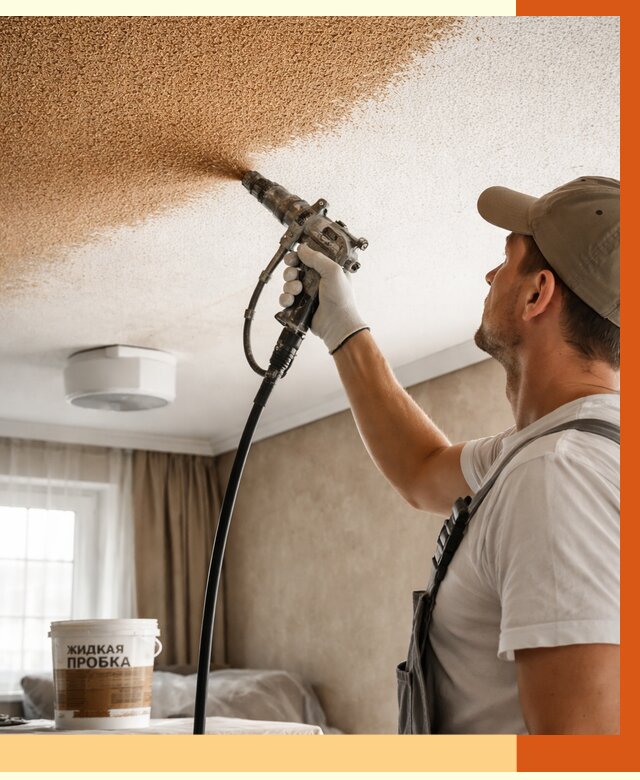 Утепление потолка жидкой пробкой в Лиски от 3829 руб. | ТепломастерЛск