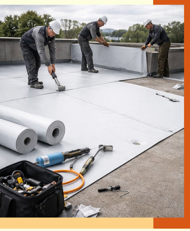 Гидроизоляция мембранной кровли в Лиски от 8206 руб./м² — профессионально | ТепломастерЛск