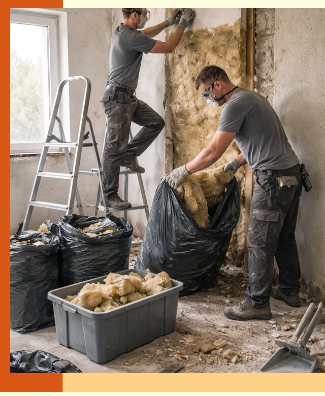 Демонтаж старого утеплителя и вывоз отходов в Лиски